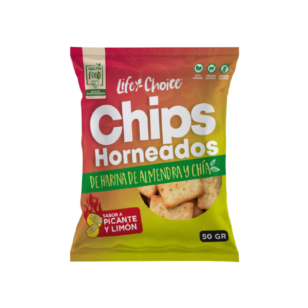Chips Horneados de harina de almendra y Chía (Sabor a Picante y Limón)